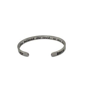 Graduation 2019 Quote Engraved Stainless Steel Silver Cuff Bracelet Unisex‎